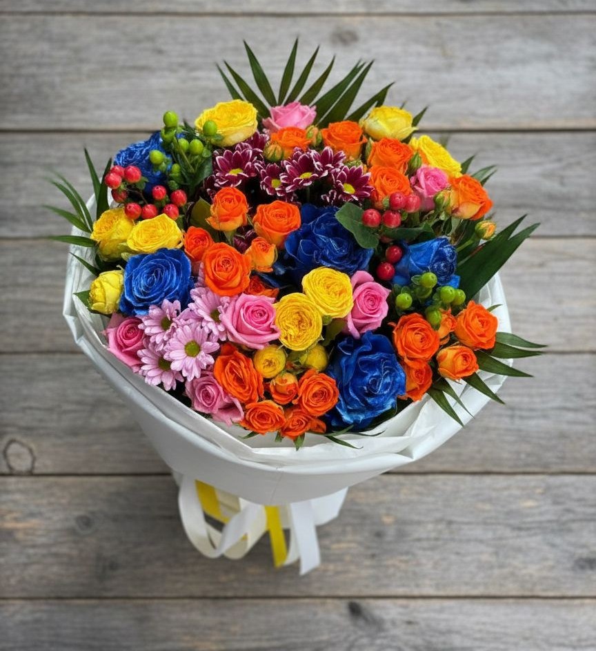 Букет цветов из: Розы и Хризантемы в Большая Соснова