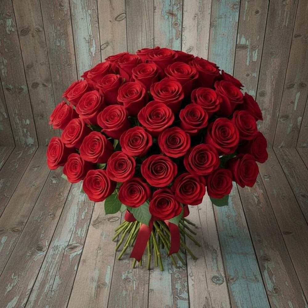 Букет 55 Красных роз Фридом в Большая Соснова