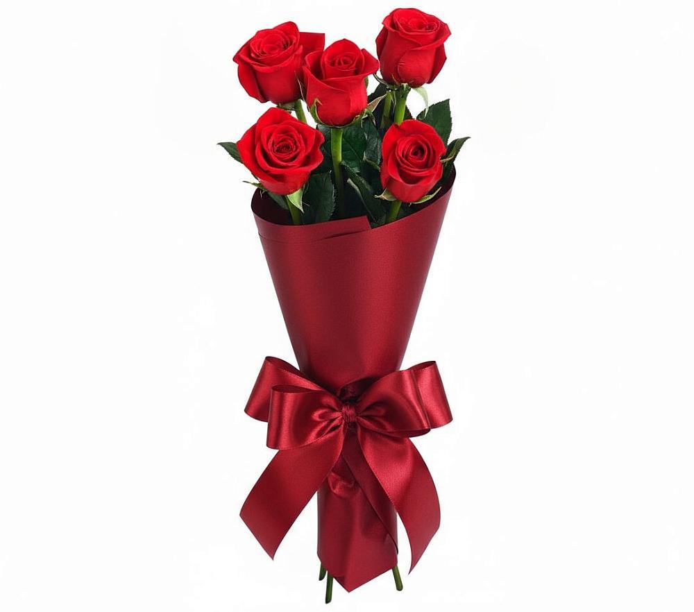 Букет 5 Красных роз Эдлесс Лав в Большая Соснова