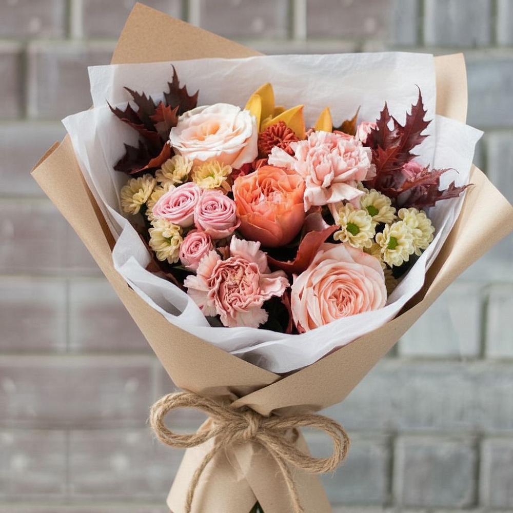 Букет цветов из: Гвоздики, Хризантемы и Розы в Большая Соснова