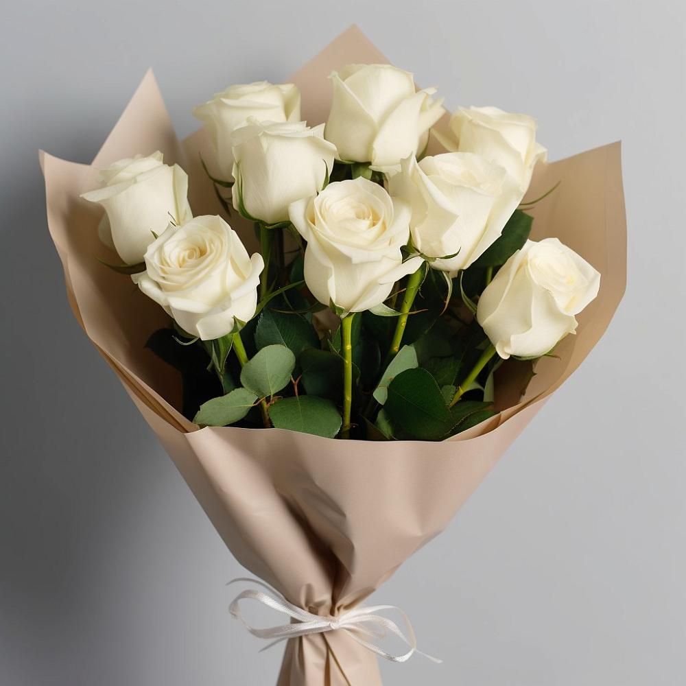 Букет 9 Белых роз Эдлесс Лав в Большая Соснова