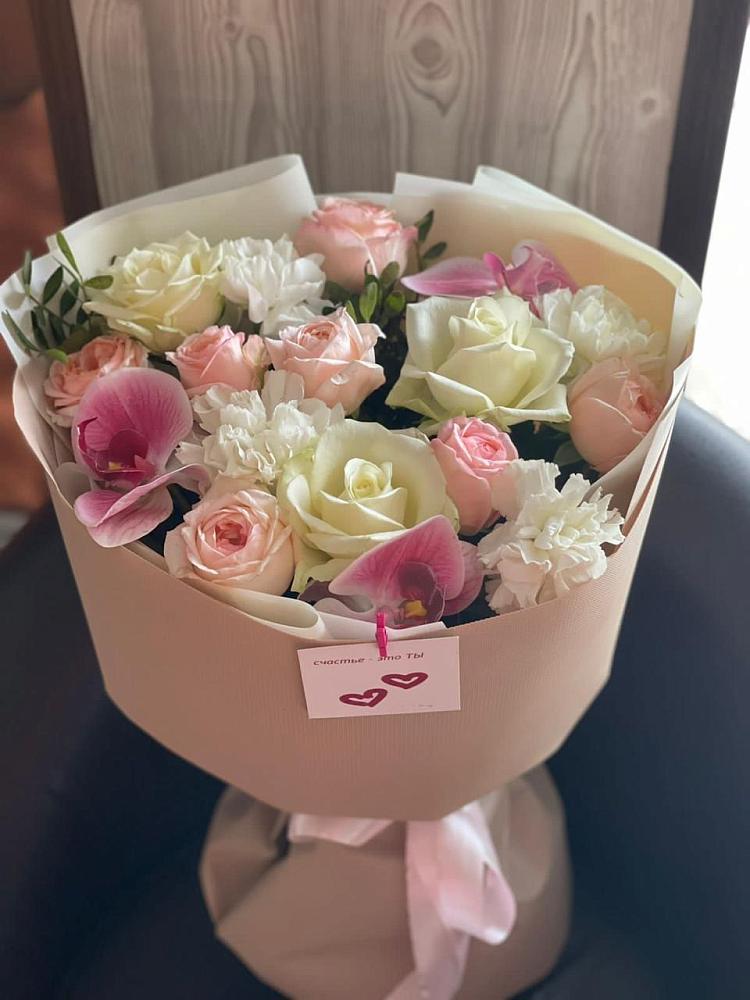 Букет цветов из: Орхидеи, Розы и Гвоздики в Большая Соснова