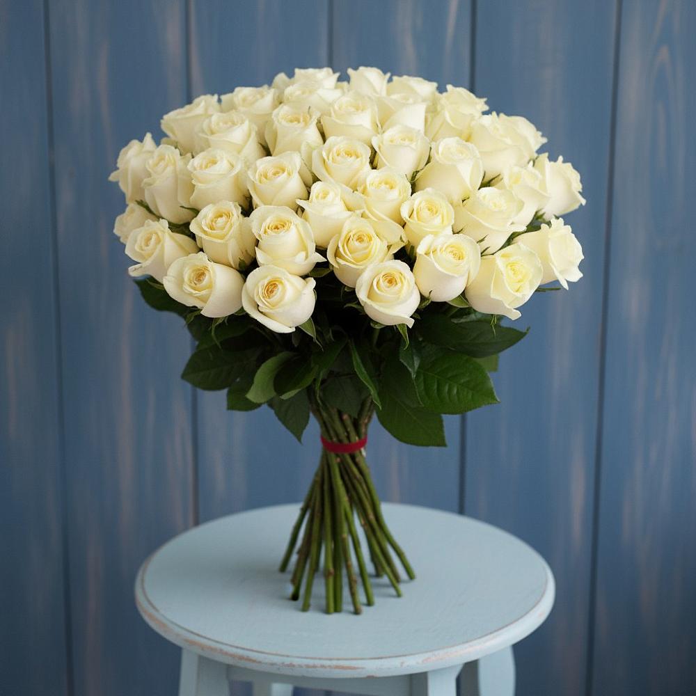 Букет 51 Белая роза Эдлесс Лав в Большая Соснова