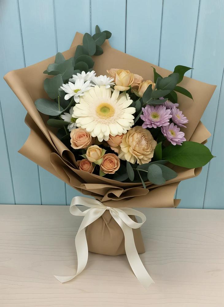 Букет цветов из: Герберы и Хризантемы в Большая Соснова