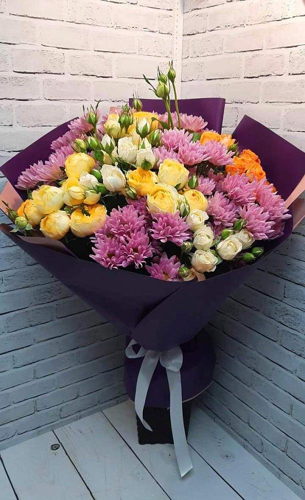 Букет цветов из: Хризантемы и Розы в Большая Соснова
