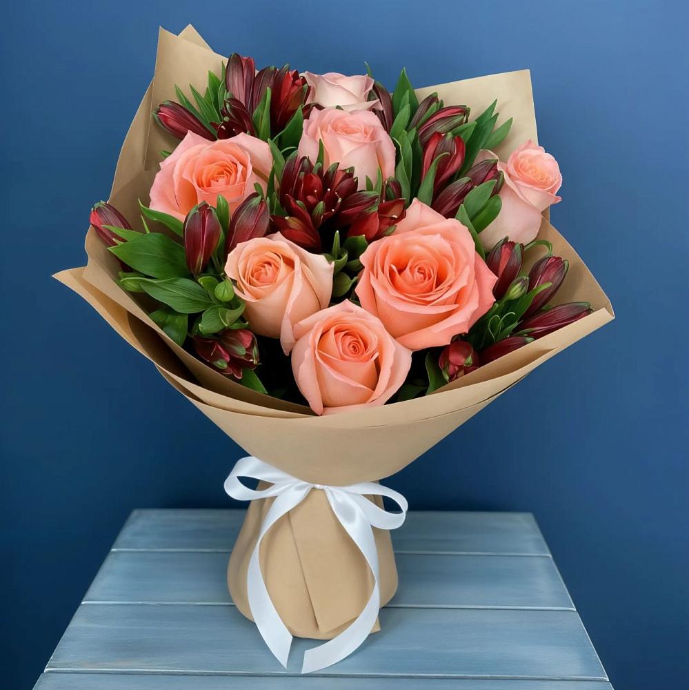 Букет цветов из: Розы и Альстромерии в Большая Соснова