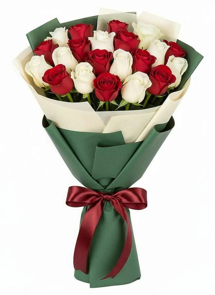 Букет Микс из красных и белых роз в Большая Соснова