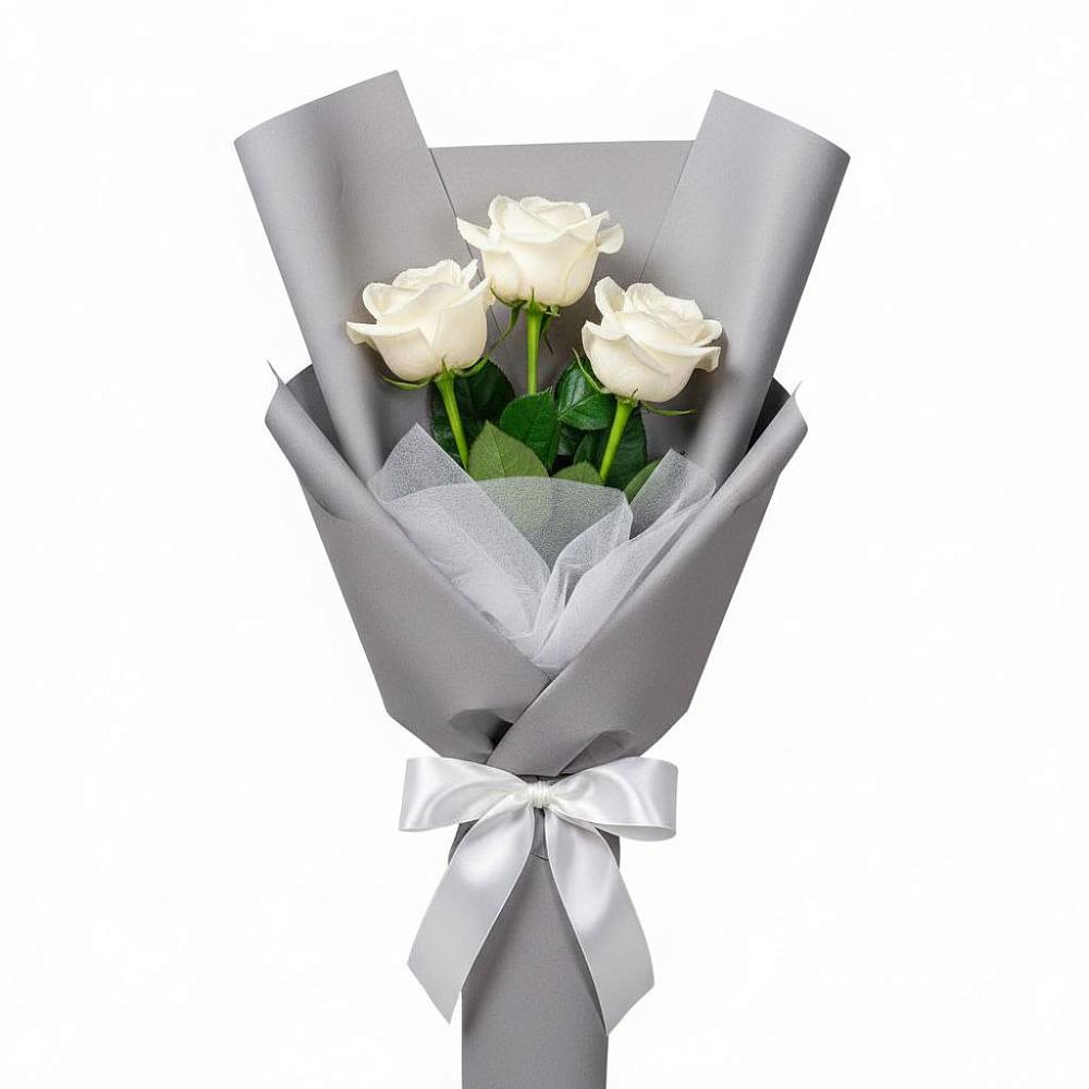 Букет 3 белые розы в Большая Соснова