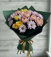 Букет цветов из:  Хризантемы и Розы в Большая Соснова