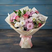 Букет цветов из:  Хризантемы, Альстромерии и Розы в Большая Соснова