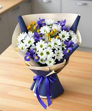 Букет цветов из:  Розы, Ирисы и Хризантемы в Большая Соснова