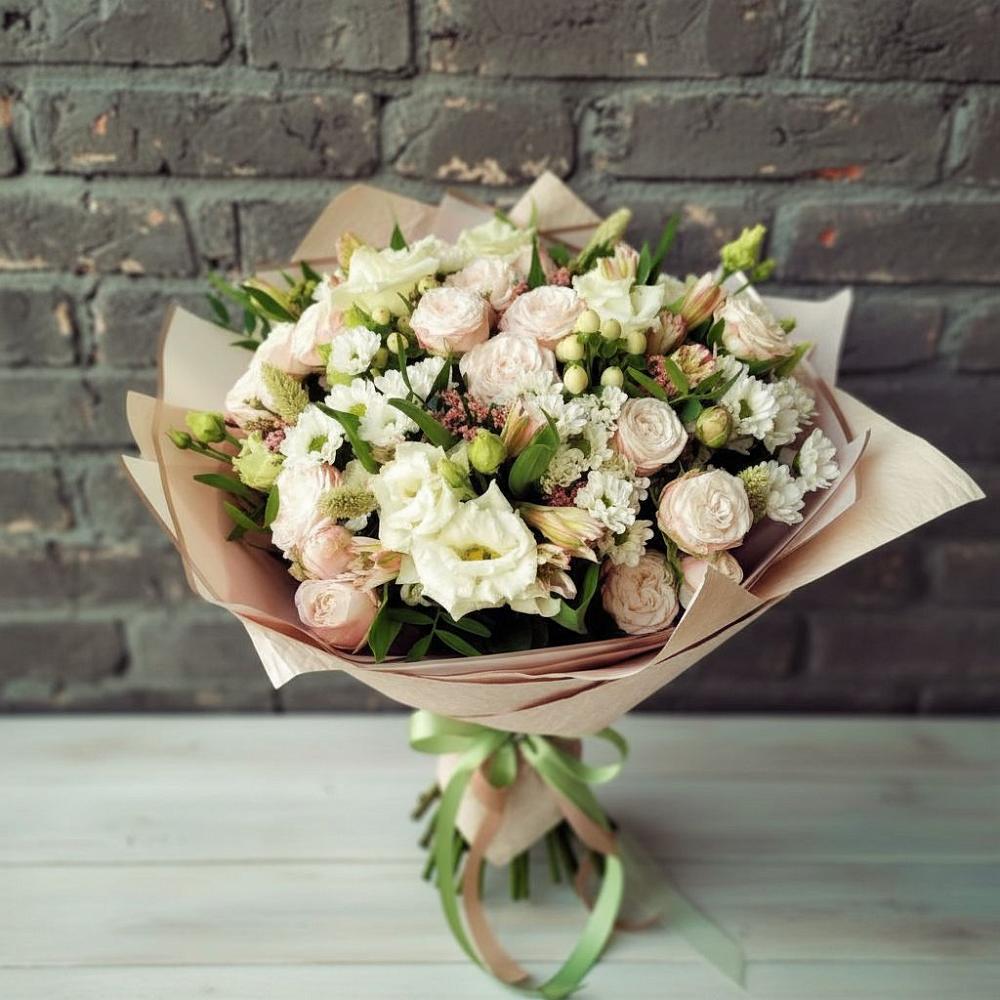 Букет цветов из: Альстромерии, Розы и Хризантемы в Большая Соснова