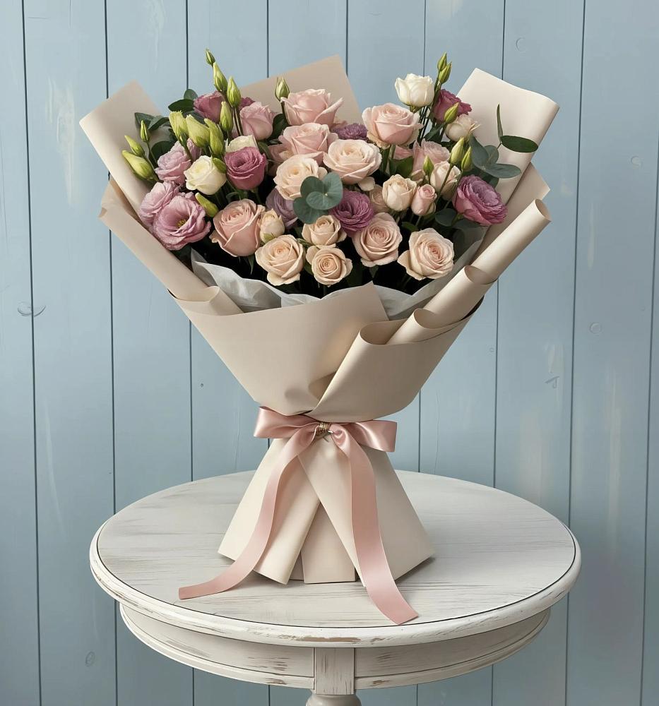 Букет цветов из: Розы и Лизиантусы в Большая Соснова