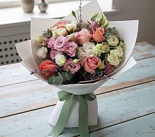 Букет цветов из:  Розы, Лизиантусы и Гвоздики в Большая Соснова