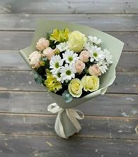 Букет цветов из:  Альстромерии, Розы и Хризантемы в Большая Соснова