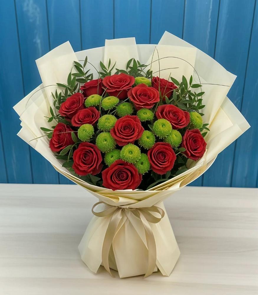 Букет цветов из: Розы и Хризантемы в Большая Соснова